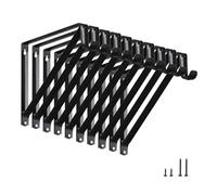 HOME MASTER HARDWARE Confezione da 10 staffe resistenti per mensole e aste, montaggio a parete, con gancio, staffa nera con viti da 25,4 cm