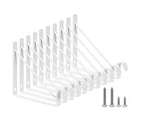 HOME MASTER HARDWARE Confezione da 10 staffe resistenti per mensole e aste, montaggio a parete, regolabili, con supporto per asta, per mensole e armadi, colore: bianco