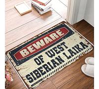 Home Mats per porta d'ingresso Beware of West Siberian Laika Zerbino The Room Decoration Fall Door Rug (dimensioni: 65 x 90 cm)