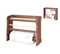 HOME Mensola 3 Rotoli Cucina Legno Scuro, Legno, 34x11x26 cm