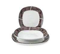 Home Michelle Servizio Tavola 18 pz. Porcellana, forma squadrata, Marrone