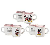 HOME Mickey e Minnie Xmas Set 6 Tazze Caffè in New Bone China, 140cc, Natalizie, Festività, Natale