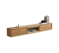 Home Mobile TV sospeso a parete, unità TV sospesa in rovere, cassetto a due livelli e porta in vetro ribaltabile, moderna consolle multimediale sotto i televisori, salvaspazio Tavolino TV(1400x250x25