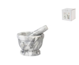 Home Mortaio In Marmo Bianco Con Pestello Cm 14, Rombo