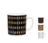 Home Natale Set 6 Mug, Porcellana, Oro/Nero, cc300