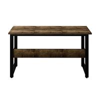 Home Office Computer Desk A Multi- Purpose in One Design Computer Desk Home Office Writing Desk Black Metal Frame Charcoal Wood Color Study Desk with Storage