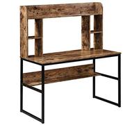 Home Office Computer Desk with Hutch 47 inch Rustic Office Desk And Modern Writing Desk with Storage Shelves Vintage And Black Legs Office Desk Study Desk with Storage