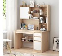 Home Office con Ripiano Scrivania Moderna Postazione di Lavoro da Studio con Credenza E Scaffale Computer Pc Portatile con Ripiani, Walnut, 120x45x163cm(47x18x64)