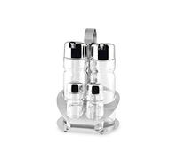 Oliera 4 Pezzi In Vetro Tappo Inox con stand H&H