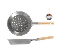 HOME Padella Castagne in Ferro manico antiscivolo Legno cm27