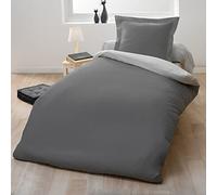 Home Passion 60003 Pack di 2 Parure Copripiumino 57 Fili Cotone Grigio Scuro/Grigio Chiaro 140 x 200 cm