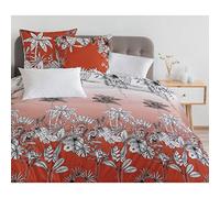 Home Passion - Copripiumino 3 pezzi, 100% cotone, 57 fili, 2 persone, 220 x 240 cm, colore: Rosso