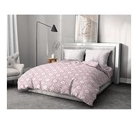 Home Passion | Copripiumino - 3 Pezzi | 100% Cotone - 57 Fili | 2 Persone - 220 x 240 cm | Fox Trot Bianco & Rosa Polvere