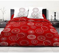Home Passion Parure Copripiumino 3 Pezzi Fuoco d' artificio Red 100% 57 Fili, Cotone, Multicolore, 220 x 240 x 0,1 cm