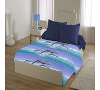 Home Passion | Parure di Lenzuola - 4 Pezzi | Microfibra | 2 Persone - 240 x 300 cm | Dolphins - Multicolore
