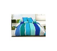 Home Passione 60505 Parure Copripiumino Matrimoniale 3 pezzi 57 fili Free Stripes cotone blu 240 x 260 cm