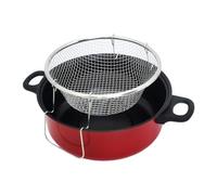 Home Pentola per friggere con coperchio Appartamento in acciaio inossidabile Friggitrice Cestino a rete Pentole antiaderenti Padella per patatine Accessori da cucina 26 cm 0,3 mm