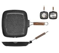 H&H Bistecchiera Antiaderente Pietra Manico Pieghevole 28x28