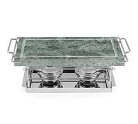 Home Pietra Ollare Rettangolare con Base, 37x19 cm, Acciaio/Verde