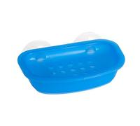 Home Portasapone con Ventose, Plastica, Blu, 16x10x6 cm