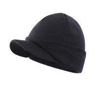 Home Prefer - Berretto Invernale da Uomo con Tesa a Doppio Polsino - Blu - L