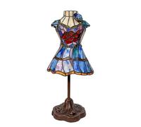 Home Princess Dress Table Lamp for Bedroom Living Room Dresser Computer Desk Girl Wedding Room Decorat8X8X16 inch Stained Glass Rose Small Night Light