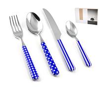 Home Provence Servizio Posate, Decoro Manico, Acciaio, Blu, 24 Pezzi