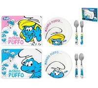 Home Puffi Set di Piato con 2 Posate, Melamina, Multicolore, 4 Pezzi