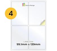 Home Range 40 etichette per indirizzi impermeabili (4 per foglio | 10 fogli) - bianco opaco A4 autoadesive, carta per stampa laser e a getto d'inchiostro per buste, affrancatura, pacchi e