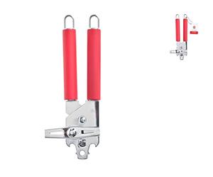 Home Red Apriscatole con Manico Antiscivolo, Acciaio Inossidabile, Rosso