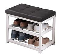 Home Rest Shoe Changing Rack multifunzionale Soft Bag Shoe Stool Simple Multi-Layer Shoe Storage Cabinet,503045 cm (nero 50 x 30 x 45 cm)