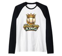 Home Run King - Citazione per Giocatore di Baseball, da Uomo Maglia con Maniche Raglan
