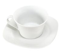 Home Servizio Tazze tè, con Piattino, Porcellana, Bianco, 4 Pezzi