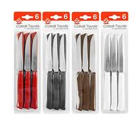 10x Confezioni Home di 6 coltelli a punta tonda con manico colorato e lama con