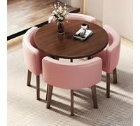 Home Set da pranzo rotondo da 4 posti, set da cucina per sala da pranzo, piccolo tavolo da conferenza, tavolo da negoziato per reception, combinazione di mobili moderni, 80 cm, rosa