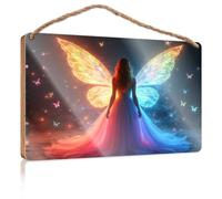 Home Sign for Front Porch Enchanted Butterfly Wings: A Magical Fantasy Cartello in legno grande per la casa Indie Room Decor (20 x 30 cm)