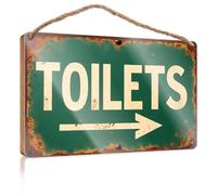 Home Sign for Front Portico Green Sign Indicazione a Toilets Cartello in legno grande Home Sign Indie Room Decor (20 x 30 cm)