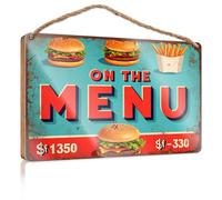 Home Signs Decor Burgers, Fries and More On The Menu! Chill Wood Sign Sarcastic Signs (23 x 35 cm)