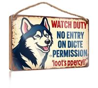 Home Signs Decor Watch Duty, No Entry Without Permission. Cartello in legno freddo segni sarcastici (15 x 28 cm)