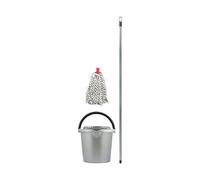 Home Silver Clean Strizzatore con Azione Antibatterica, Argento, Set Manico + Secchio + Moccio