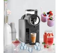 Home Smoothie Maker, 2-in-1 Soft Ice Cream and Smoothie Maker with LED Display, No Ice Cubes Required, 6 Preset Programs for Iced Margarita, Smoothie, Frappe, Milkshake(Gray)