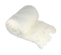 Home Soft Things Coperta lavorata a maglia, 50 x 60 cm, bianca, soffice e soffice coperta decorativa con nappe, copridivano, copridivano