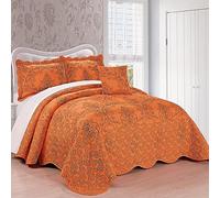Home Soft Things Serenta Damascato Set Copriletto 4 Pezzi Queen, Nettarine