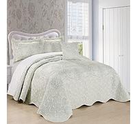 Home Soft Things Serenta Damasco - Set copriletto queen size, 4 pezzi, colore: bianco antico