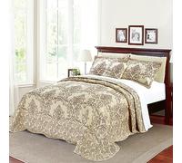 Home Soft Things Serenta - Set copriletto damascato, 4 pezzi, colore: Beige