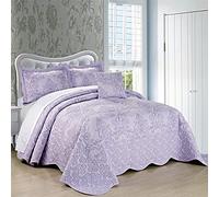 Home Soft Things Serenta - Set copriletto damascato, 4 pezzi, king size, lavanda