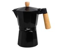 HOME SOLAZZIA Macchina per caffè espresso da 12 tazze, 600 ml, caffettiera in alluminio, macchina per espresso per piano cottura, tutti i piani cottura tranne induzione, manico in legno, nero lucido