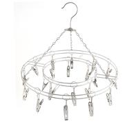 Home Stainless Steel Round Shaped Swivel Hook 20 Pegs Drying Rack Clothes Hanger