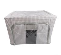 Home Storage Solution con design pieghevole telaio in acciaio e tessuto Oxford per biancheria e accessori abbigliamento (strisce blu 100L)