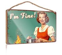 Home Sweet Home - Cartello decorativo da parete, stile vintage, con scritta in lingua inglese "I'm Fine!" con uno chef sorridente, cartello in legno da appendere alla parete (23 x 35 cm)